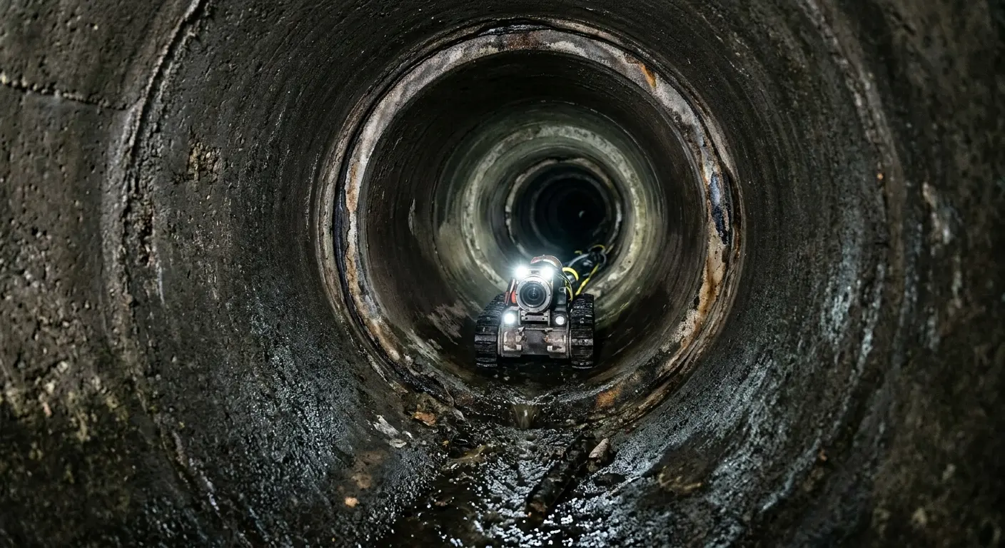 Robotic sewer camera inspecting pipe interior for Drain Snake Service in Stillwater